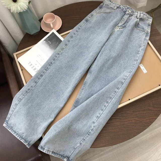 Blaue Skinny-Jeans mit hoher Taille und Stretch