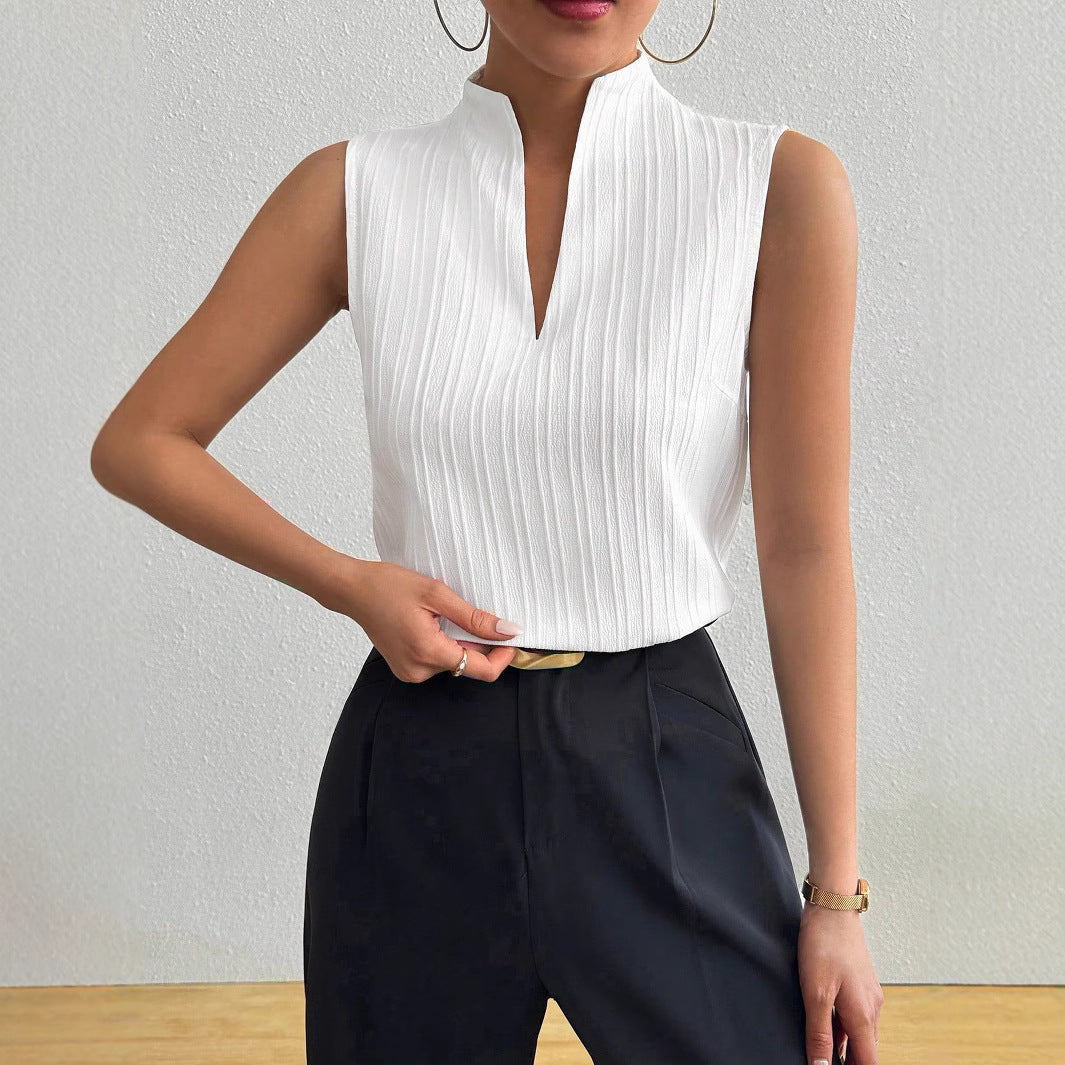 Slim Fit Top mit V-Ausschnitt