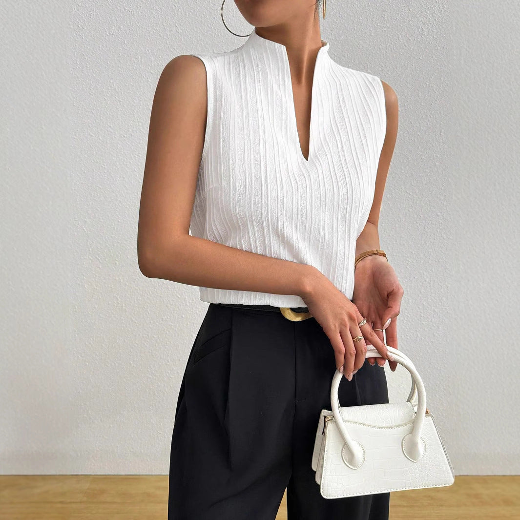 Slim Fit Top mit V-Ausschnitt