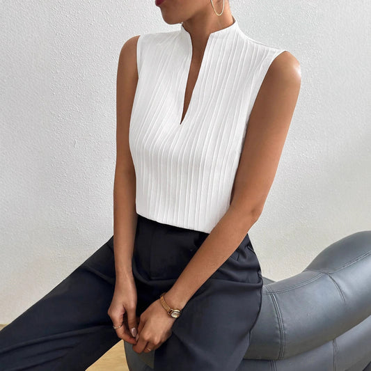 Slim Fit Top mit V-Ausschnitt