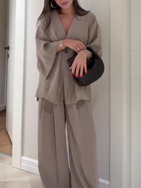 Ein-Knopf-Blazer & Hose in Uni-Farbe
