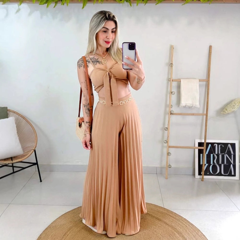 Lockeres Trägertop & plissierte Hose mit weitem Bein